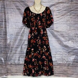 Maurices Black Floral Midi Dress
